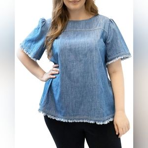 Marée Pour Toi Denim Fringe Blouse